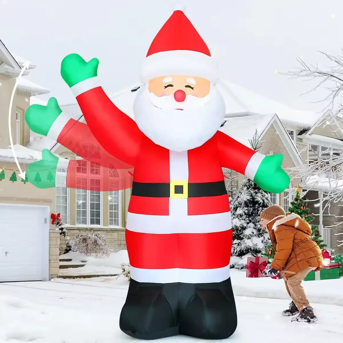 KTX-542803 Inflatable Santa Claus Decoration for Outdoor Christmas Celebrations - Waterproof Polyester, 19x25 cm