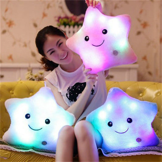 KTX-543123 Colorful Luminous Star-Shaped Plush Body Pillow for Cozy Room Décor