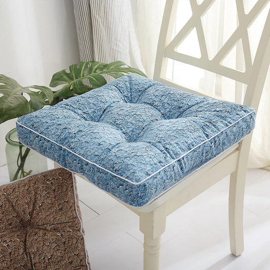 KTX-543187 Modern Leaf Pattern Flocking Square Chair Cushion - Available in Multiple Colors and Sizes