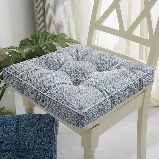 KTX-543187 Modern Leaf Pattern Flocking Square Chair Cushion - Available in Multiple Colors and Sizes
