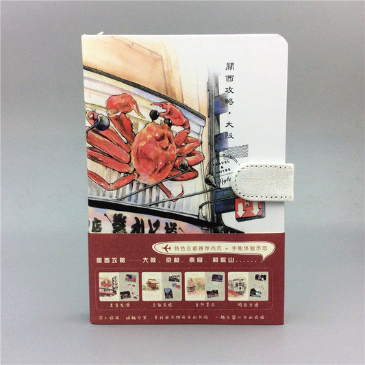 KTX-544275 Small A5 Travel Account Book with Magnetic Buckle, Imitation Leather Cover, 128 Sheets of 100g Paper