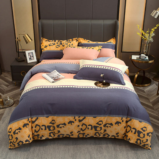 KTX-544339 Cotton Bedding Set for Autumn and Winter - 4-Piece Floral Design, Multiple Sizes Available