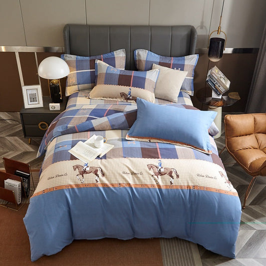 KTX-544339 Cotton Bedding Set for Autumn and Winter - 4-Piece Floral Design, Multiple Sizes Available