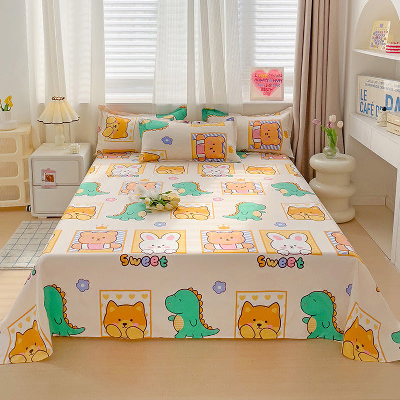 KTX-545299 Versatile Summer Washed Cotton Bed Sheet in Solid Colors for Dormitory Use