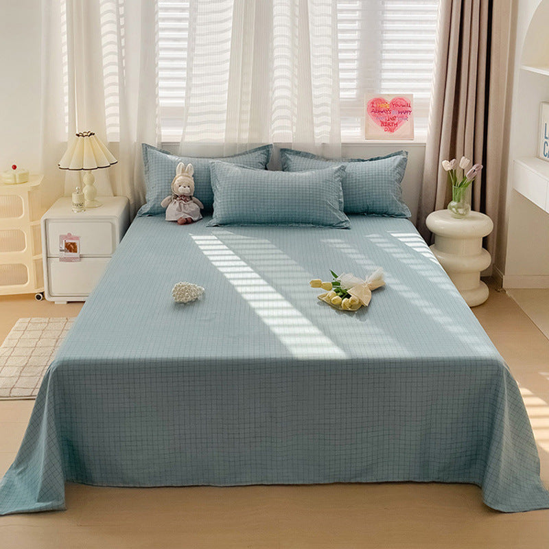 KTX-545299 Versatile Summer Washed Cotton Bed Sheet in Solid Colors for Dormitory Use