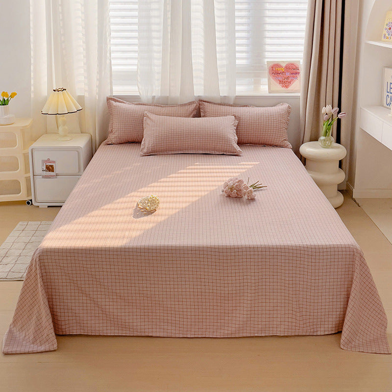 KTX-545299 Versatile Summer Washed Cotton Bed Sheet in Solid Colors for Dormitory Use