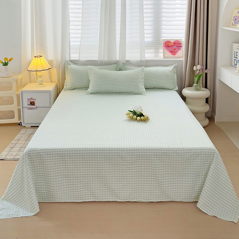 KTX-545299 Versatile Summer Washed Cotton Bed Sheet in Solid Colors for Dormitory Use
