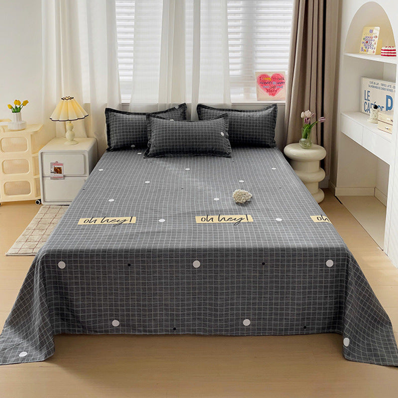 KTX-545299 Versatile Summer Washed Cotton Bed Sheet in Solid Colors for Dormitory Use