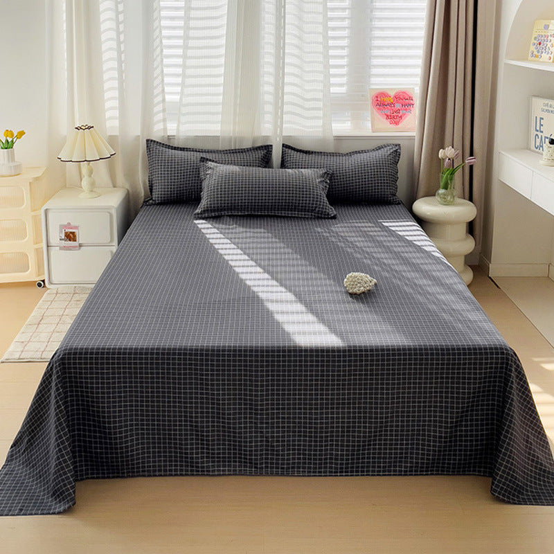 KTX-545299 Versatile Summer Washed Cotton Bed Sheet in Solid Colors for Dormitory Use