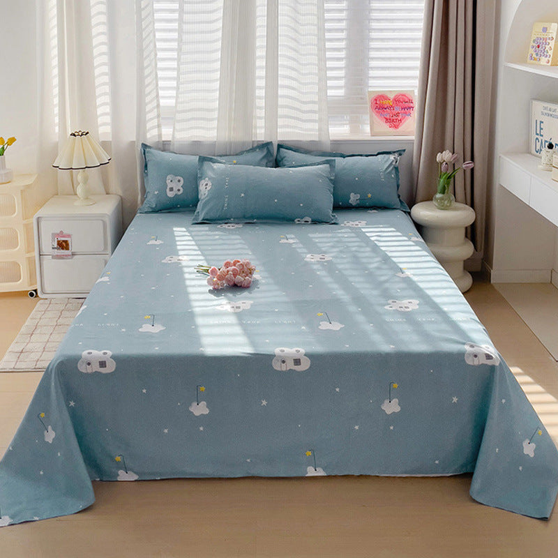 KTX-545299 Versatile Summer Washed Cotton Bed Sheet in Solid Colors for Dormitory Use