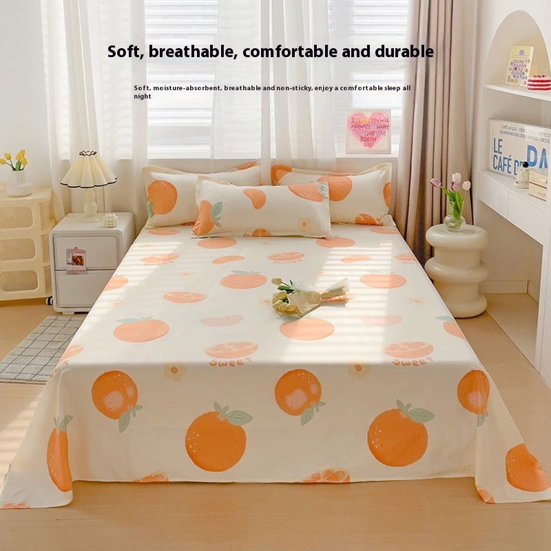 KTX-545299 Versatile Summer Washed Cotton Bed Sheet in Solid Colors for Dormitory Use
