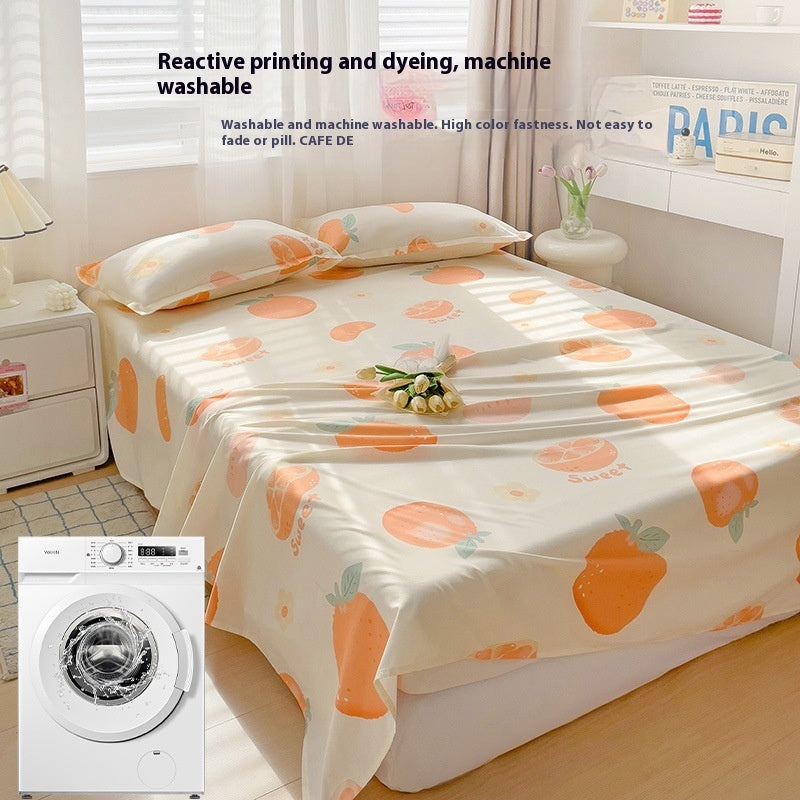 KTX-545299 Versatile Summer Washed Cotton Bed Sheet in Solid Colors for Dormitory Use