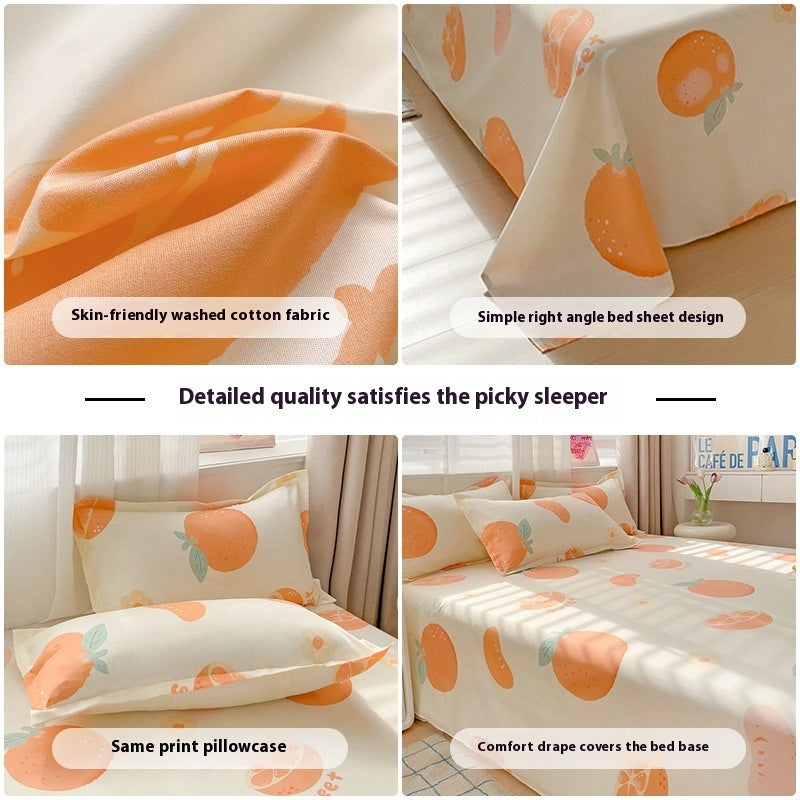 KTX-545299 Versatile Summer Washed Cotton Bed Sheet in Solid Colors for Dormitory Use