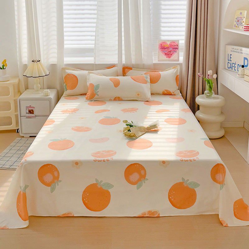KTX-545299 Versatile Summer Washed Cotton Bed Sheet in Solid Colors for Dormitory Use