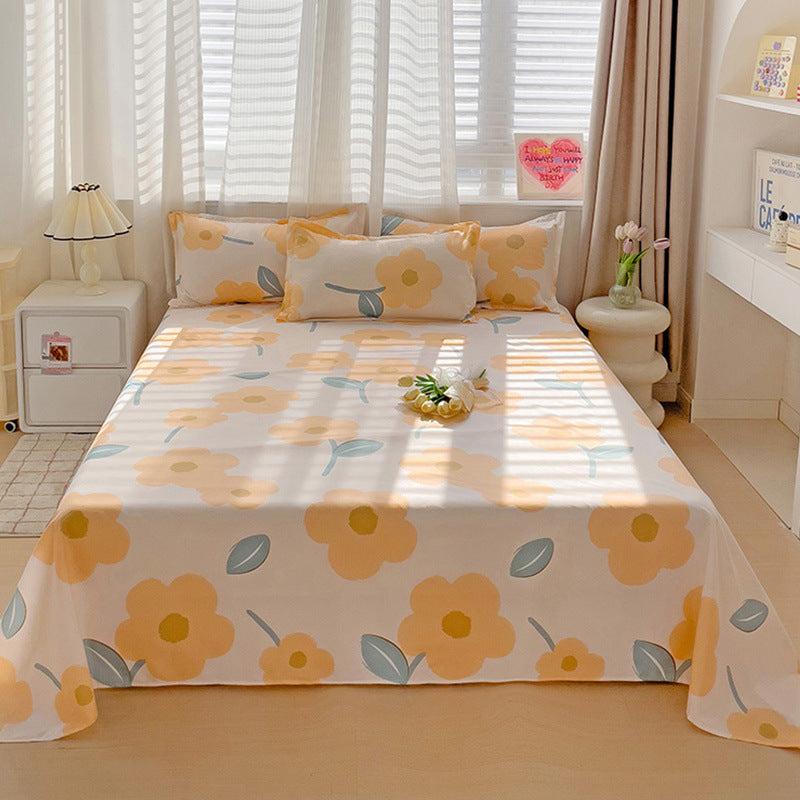 KTX-545299 Versatile Summer Washed Cotton Bed Sheet in Solid Colors for Dormitory Use