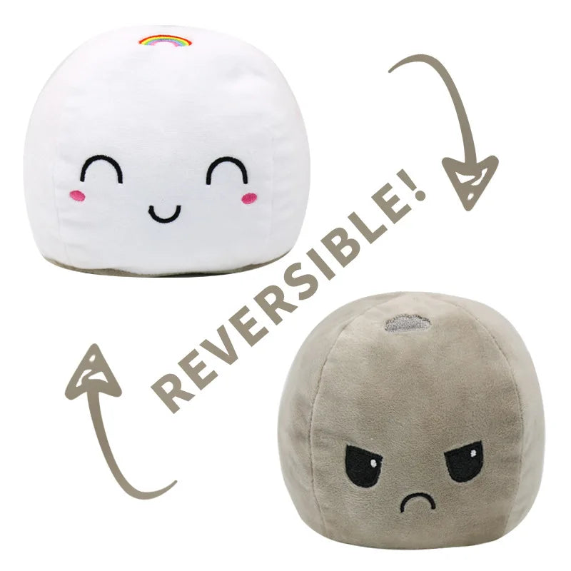 KTX-545747 Reversible Plush Cat Doll Toy, Double-Sided Stuffed Animal for All Ages, 11-30CM