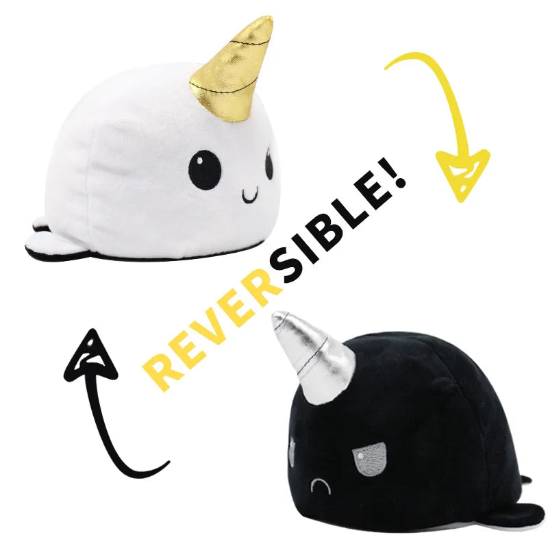 KTX-545747 Reversible Plush Cat Doll Toy, Double-Sided Stuffed Animal for All Ages, 11-30CM