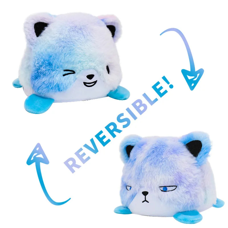 KTX-545747 Reversible Plush Cat Doll Toy, Double-Sided Stuffed Animal for All Ages, 11-30CM