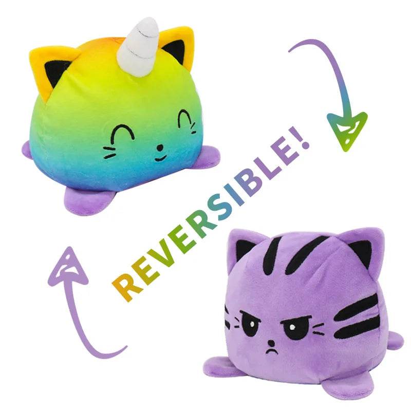 KTX-545747 Reversible Plush Cat Doll Toy, Double-Sided Stuffed Animal for All Ages, 11-30CM