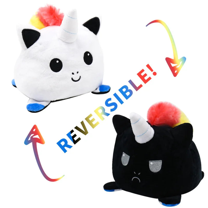KTX-545747 Reversible Plush Cat Doll Toy, Double-Sided Stuffed Animal for All Ages, 11-30CM