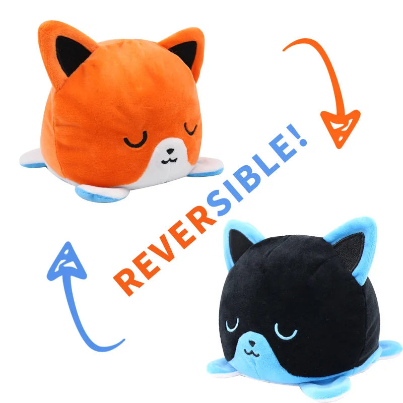 KTX-545747 Reversible Plush Cat Doll Toy, Double-Sided Stuffed Animal for All Ages, 11-30CM