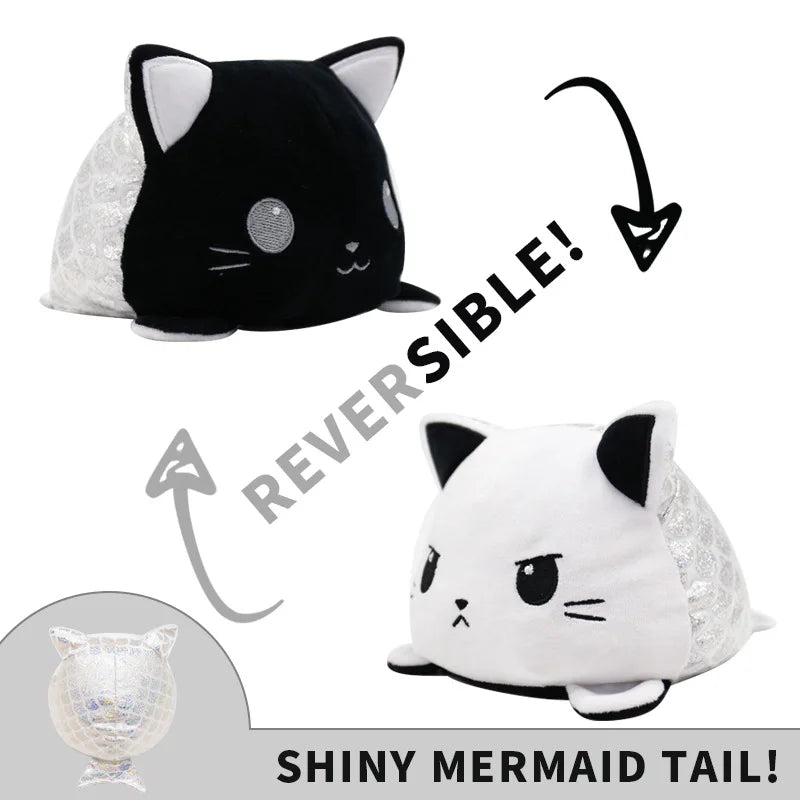 KTX-545747 Reversible Plush Cat Doll Toy, Double-Sided Stuffed Animal for All Ages, 11-30CM