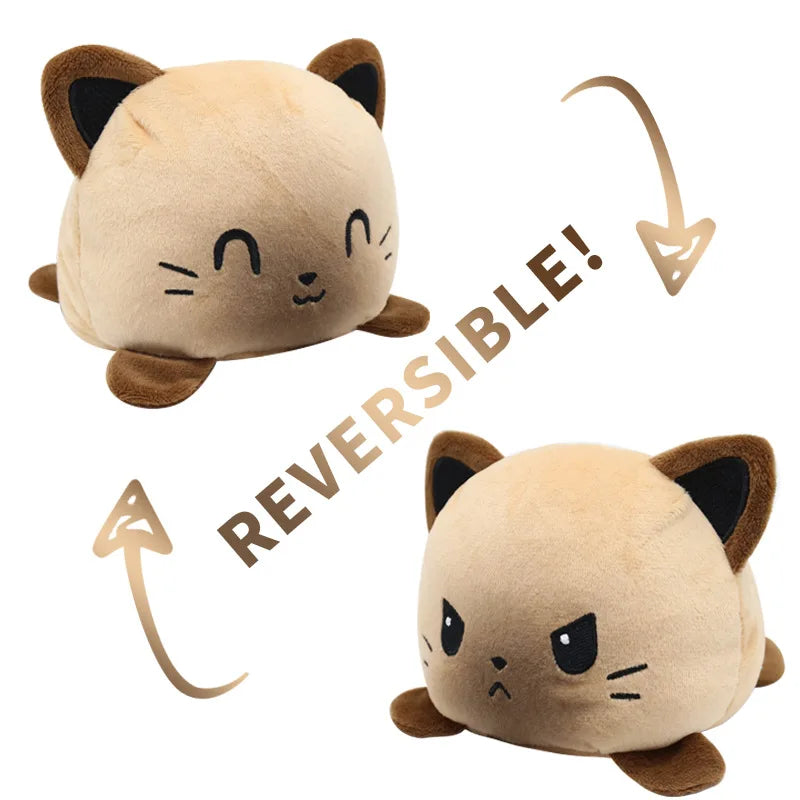 KTX-545747 Reversible Plush Cat Doll Toy, Double-Sided Stuffed Animal for All Ages, 11-30CM