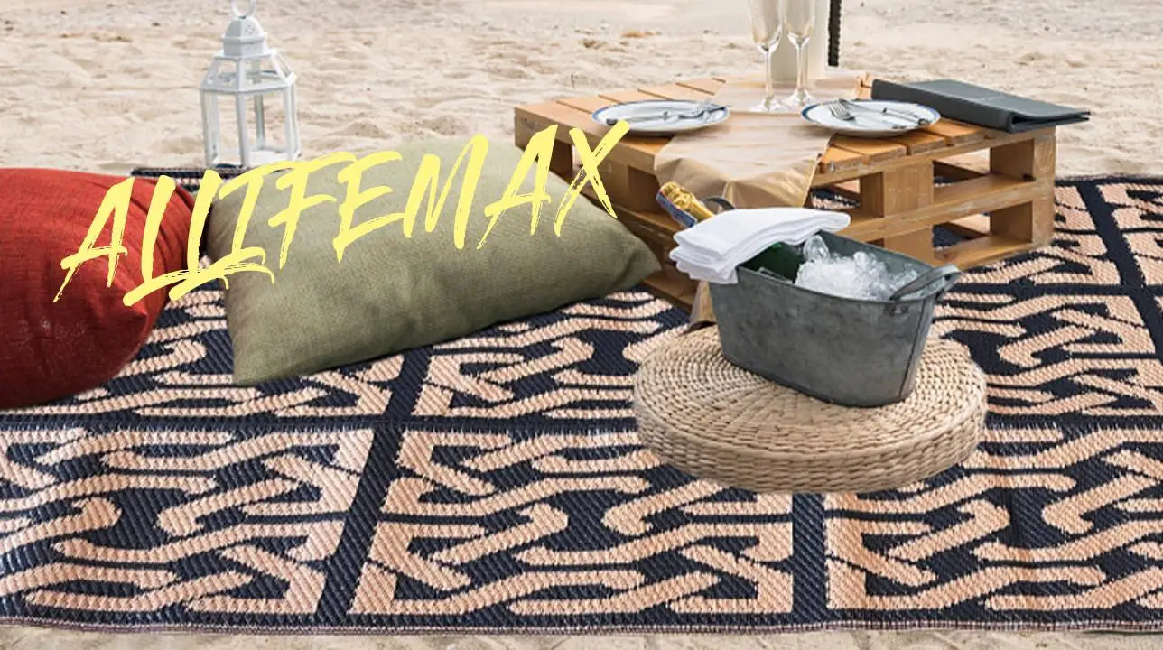 KTX-546003 Hand Woven Recycled Plastic Flat Weave Outdoor Rug - Large Polypropylene Floor Mat