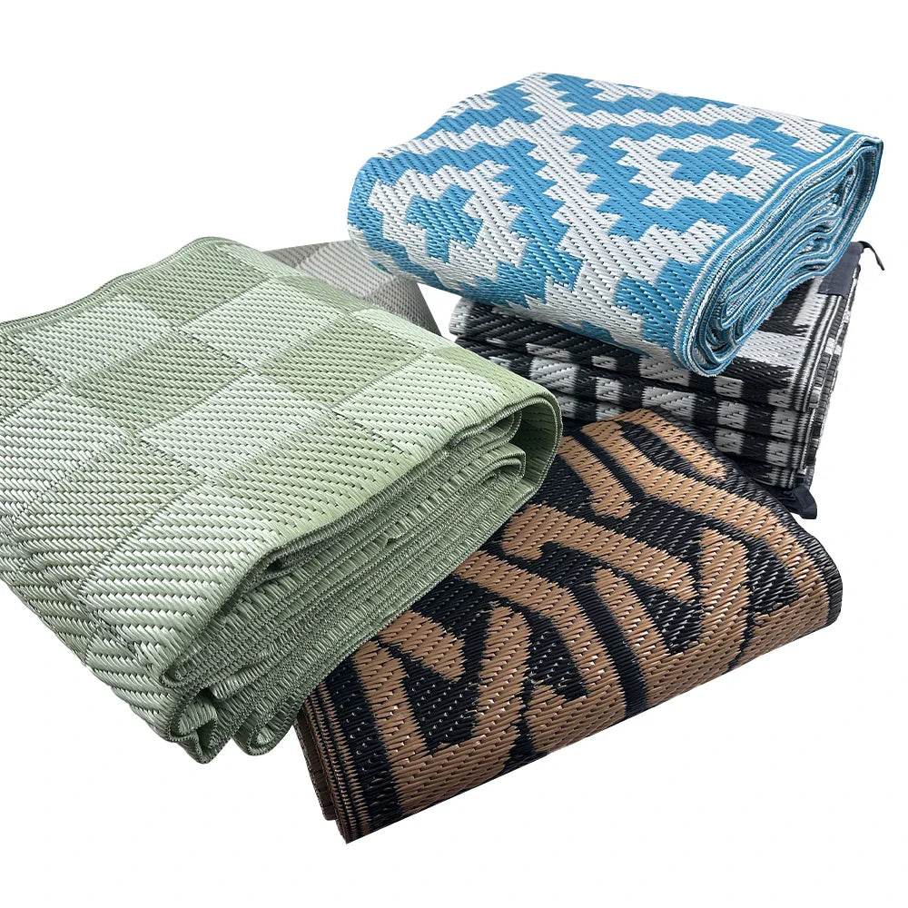 KTX-546003 Hand Woven Recycled Plastic Flat Weave Outdoor Rug - Large Polypropylene Floor Mat