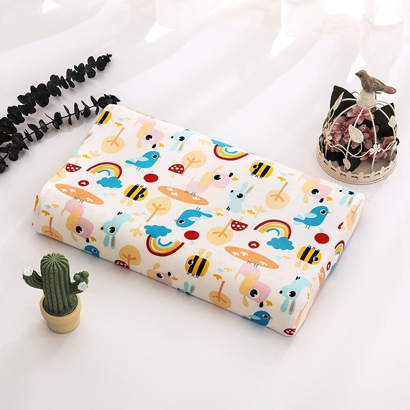 KTX-547795 Natural Latex Neck Pillow for Students and Kids - Soft Cotton Cover, 6cm Height, Fun Designs
