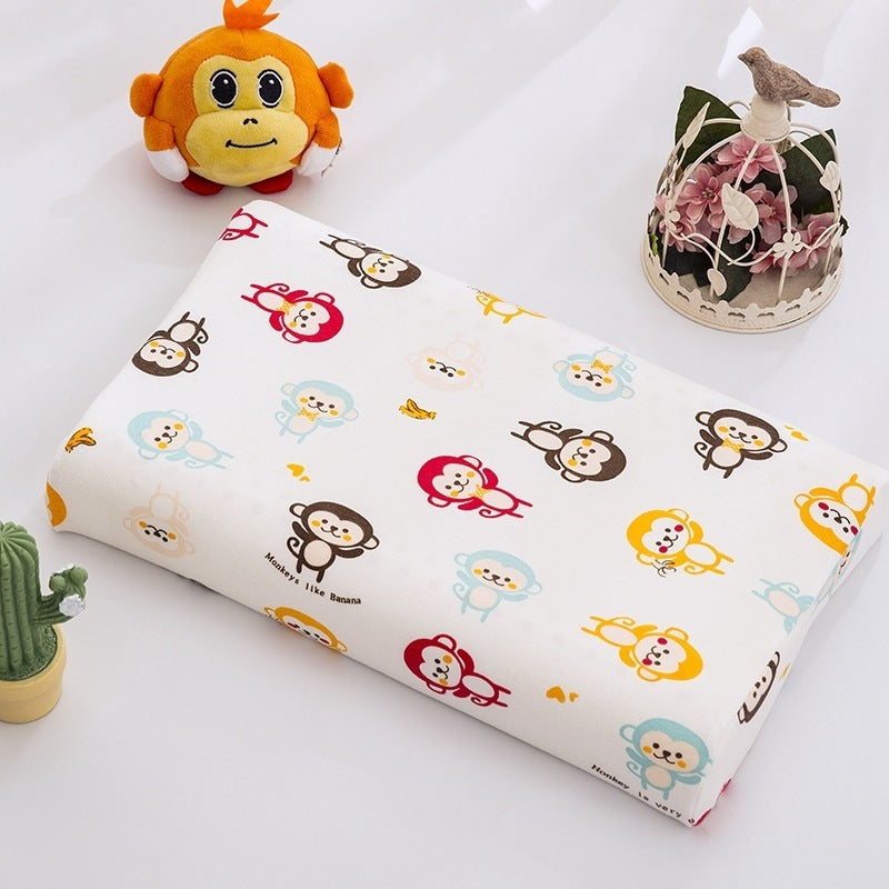 KTX-547795 Natural Latex Neck Pillow for Students and Kids - Soft Cotton Cover, 6cm Height, Fun Designs