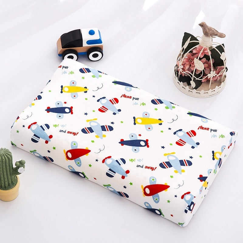 KTX-547795 Natural Latex Neck Pillow for Students and Kids - Soft Cotton Cover, 6cm Height, Fun Designs