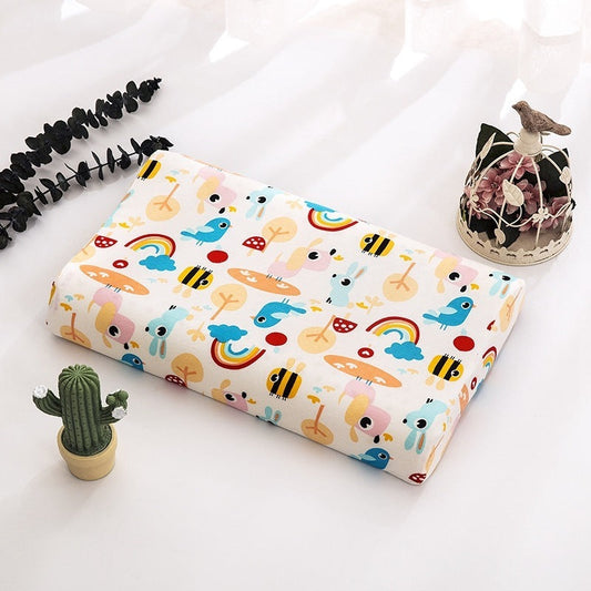 KTX-547795 Natural Latex Neck Pillow for Students and Kids - Soft Cotton Cover, 6cm Height, Fun Designs