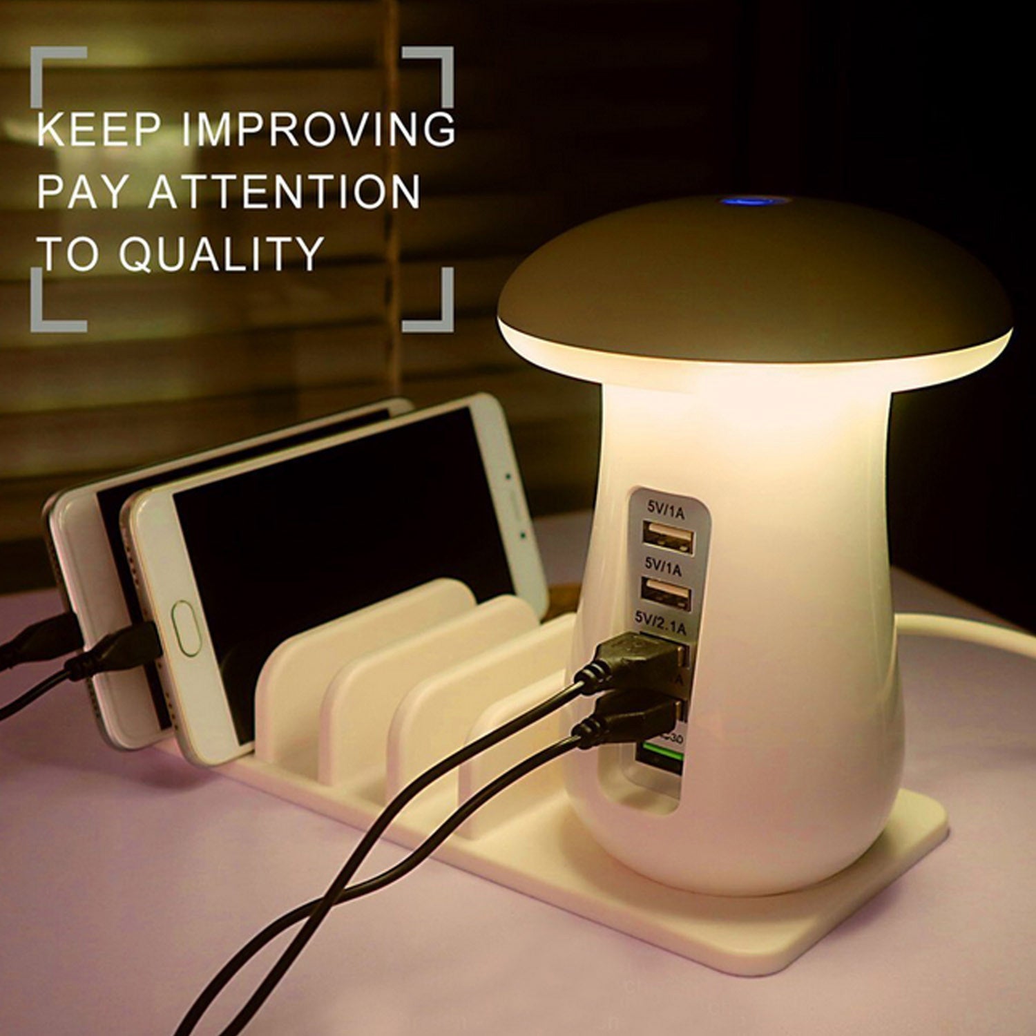KTX-547859 5-Port USB Charging Dock Station with LED Night Lamp for Smart Devices