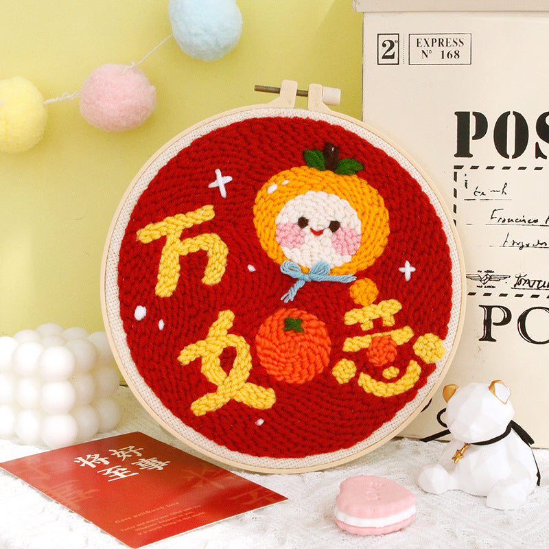 KTX-548627 Handmade DIY Poke Embroidery Kit - 20cm Material Package for Living Room, Bedroom & Kids' Room