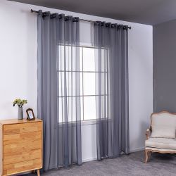 KTX-549651 Cotton and Linen Black Vertical Curtain for Modern Spaces, 150x250 cm