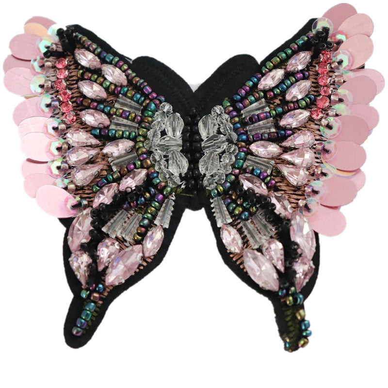 KTX-550931 Butterfly Cloth Stickers with Diamond Beads for DIY Clothing Decoration
