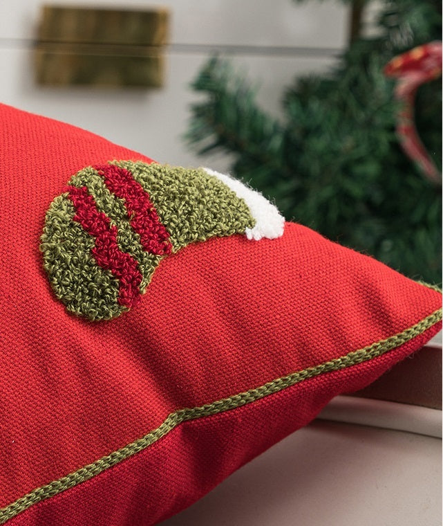 KTX-551059 Festival-Themed Embroidered Red Pillowcase - 45x45cm Decorative Cushion Cover