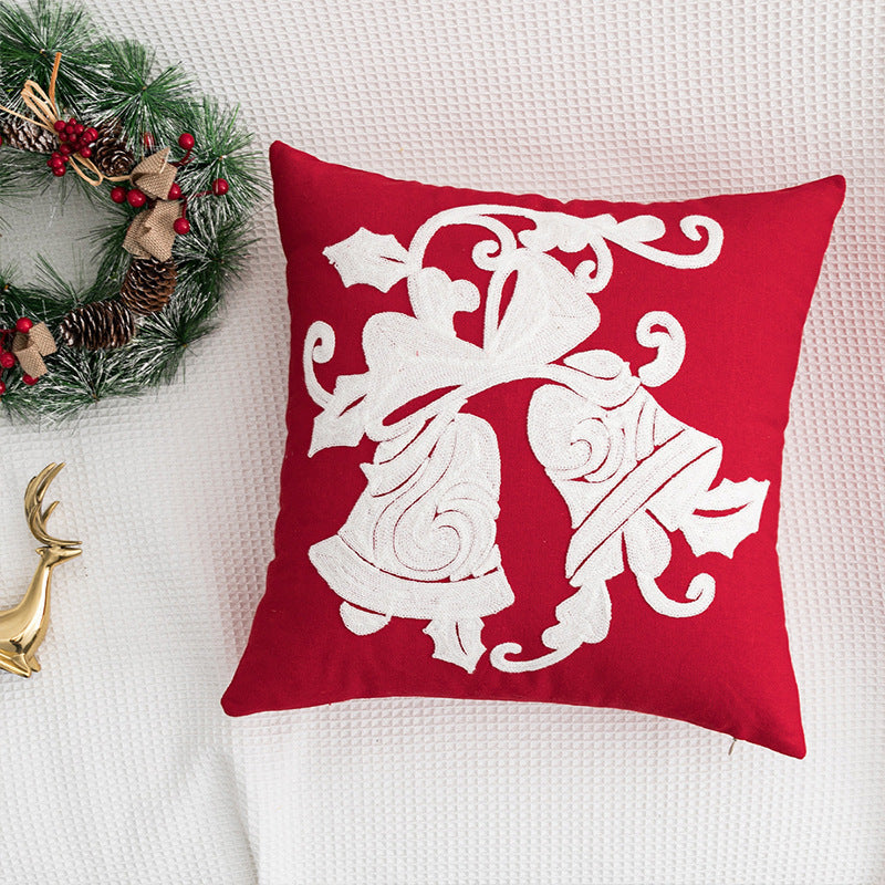 KTX-551059 Festival-Themed Embroidered Red Pillowcase - 45x45cm Decorative Cushion Cover