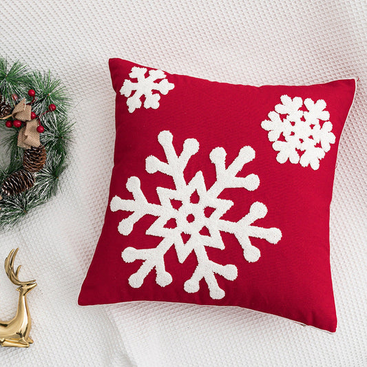 KTX-551059 Festival-Themed Embroidered Red Pillowcase - 45x45cm Decorative Cushion Cover