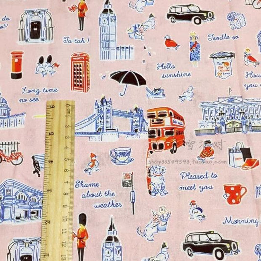 KTX-552083 Handmade Cartoon Print Cotton Fabric - 100% Muslin Shirt Dress Material (140 x 45cm)