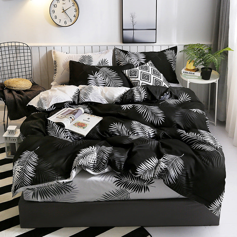 KTX-552211 European Style Printed Four-Piece Bedding Set with Quilt Cover and Pillowcases, Made of Polyester for 1.5m Beds