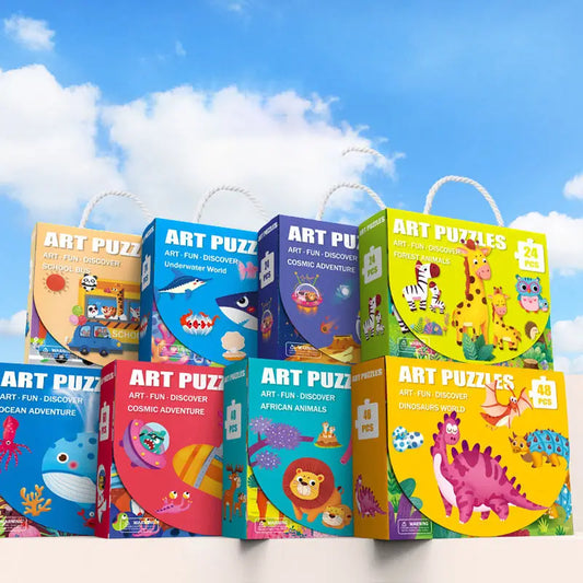 Custom Cartoon Educational Jigsaw Puzzles for Kids - 24/48/60 Pieces, Portable Gift Box