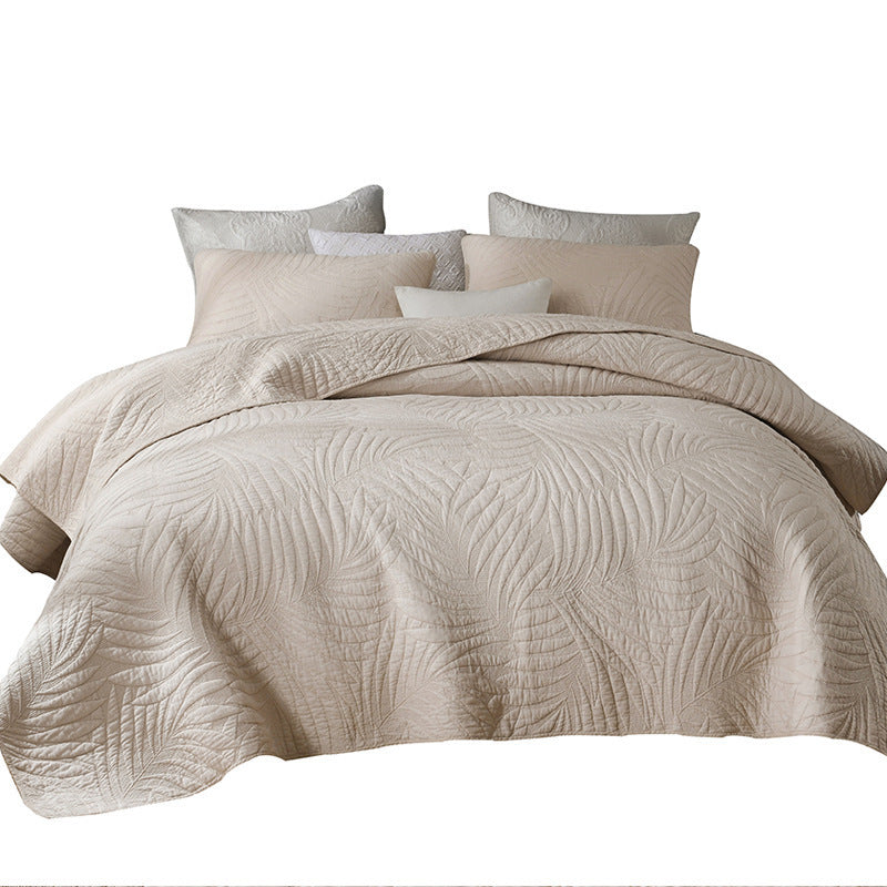 KTX-552403 Double-Sided Embroidered Pure Cotton Quilt Set with Plant and Flower Pattern