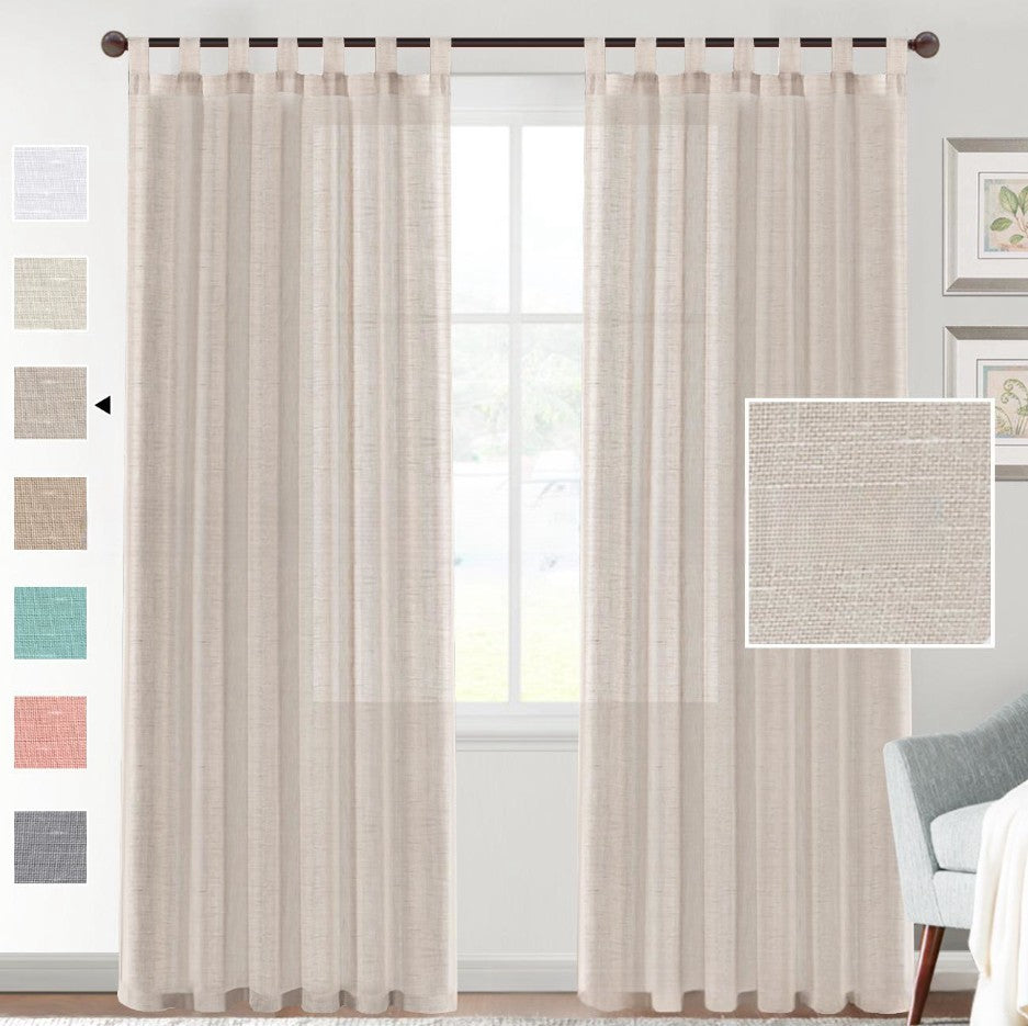 KTX-553107 Transparent Linen Yarn Curtain Window Screen - Semi-Sunshade in Various Colors and Styles