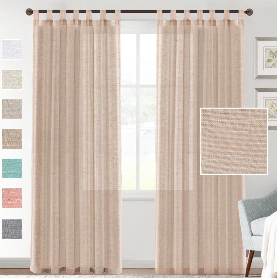KTX-553107 Transparent Linen Yarn Curtain Window Screen - Semi-Sunshade in Various Colors and Styles