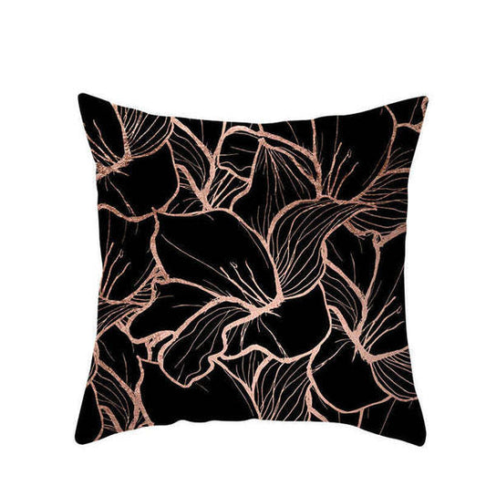 KTX-553235 Gold Geometric Abstraction Peach Skin Pillowcase - 45x45cm with PP Cotton Filling