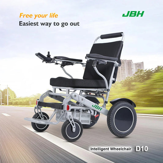 KTX-553427 Lightweight Electric Wheelchair, Portable Folding Design, Aluminum Alloy Frame, 20km Range, 120kg Capacity, Silver