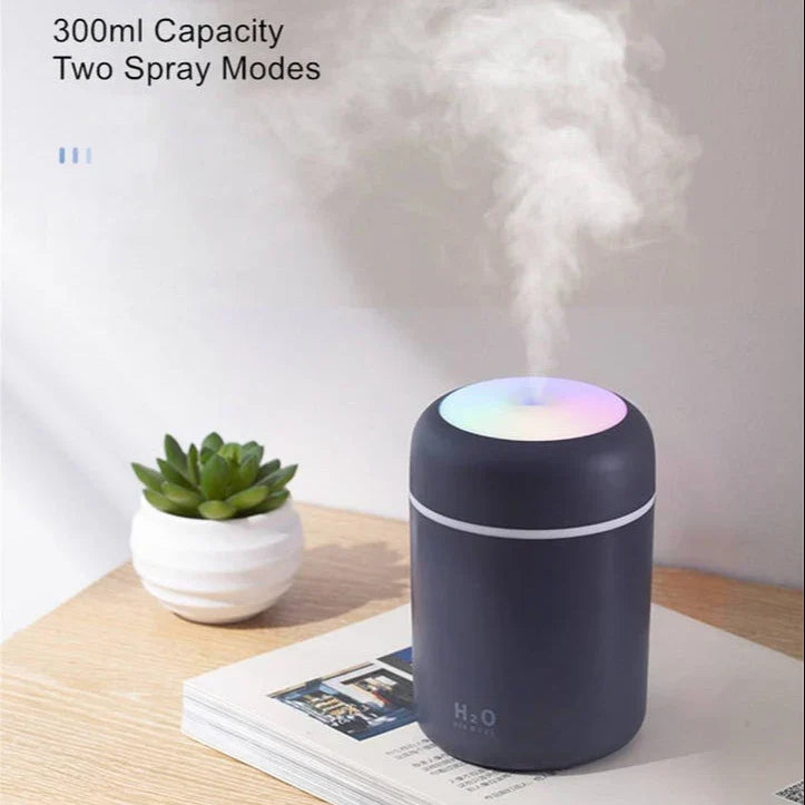 KTX-553747 Portable Mini USB Humidifier with LED Light and Essential Oil Diffuser, 300ml Aroma Spray for Home and Car