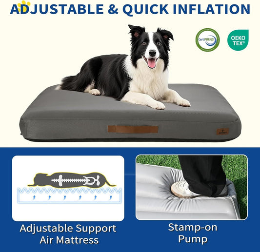 KTX-557139 Inflatable Waterproof Dog Bed with Non-slip Base and Easy Clean Oxford Fabric for Summer Travel